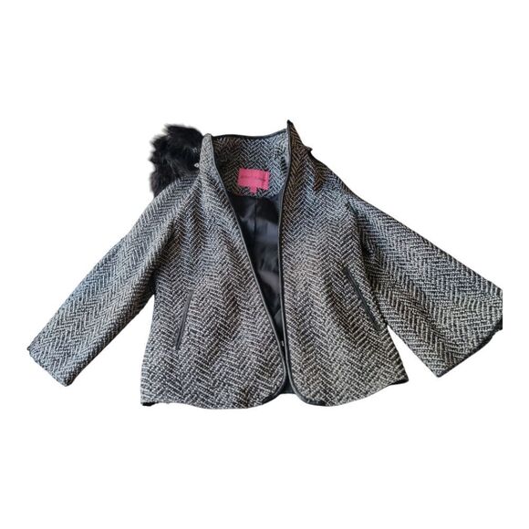 Betsey Johnson Transitional Black and White Tweed Jacket Coat Size S Statement - Picture 9 of 15